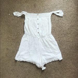 Off-white cream off-the-shoulder romper!